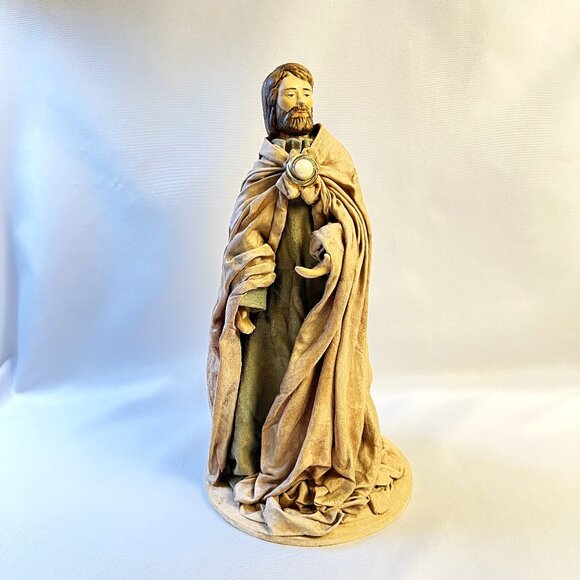 Handcrafted Vintage Spiritual Robed Figurine Textile Sculpted with Medallion 12” - Picture 1 of 13